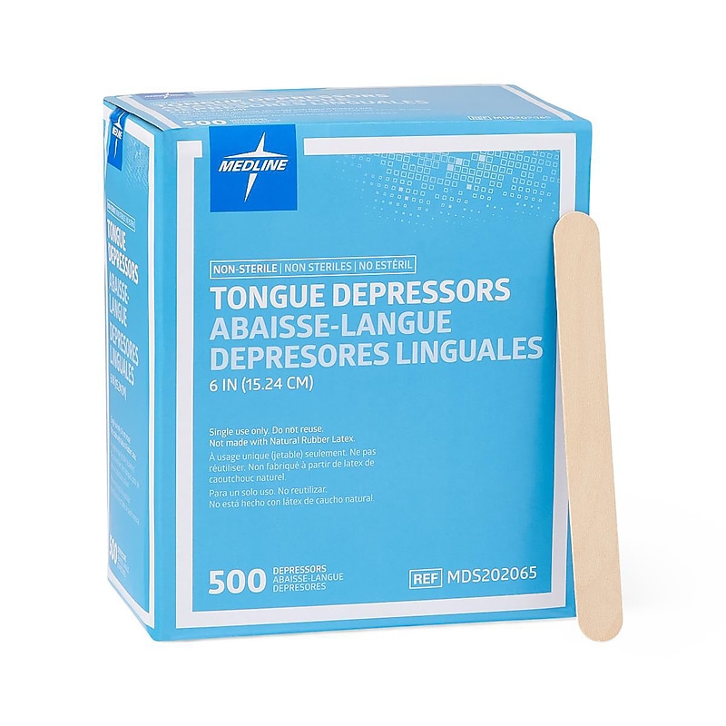 Nonsterile Non-Sterile Infant Tongue Depressors, 4.5"L Wood, 1000/Box (MDS202110Z) image 1