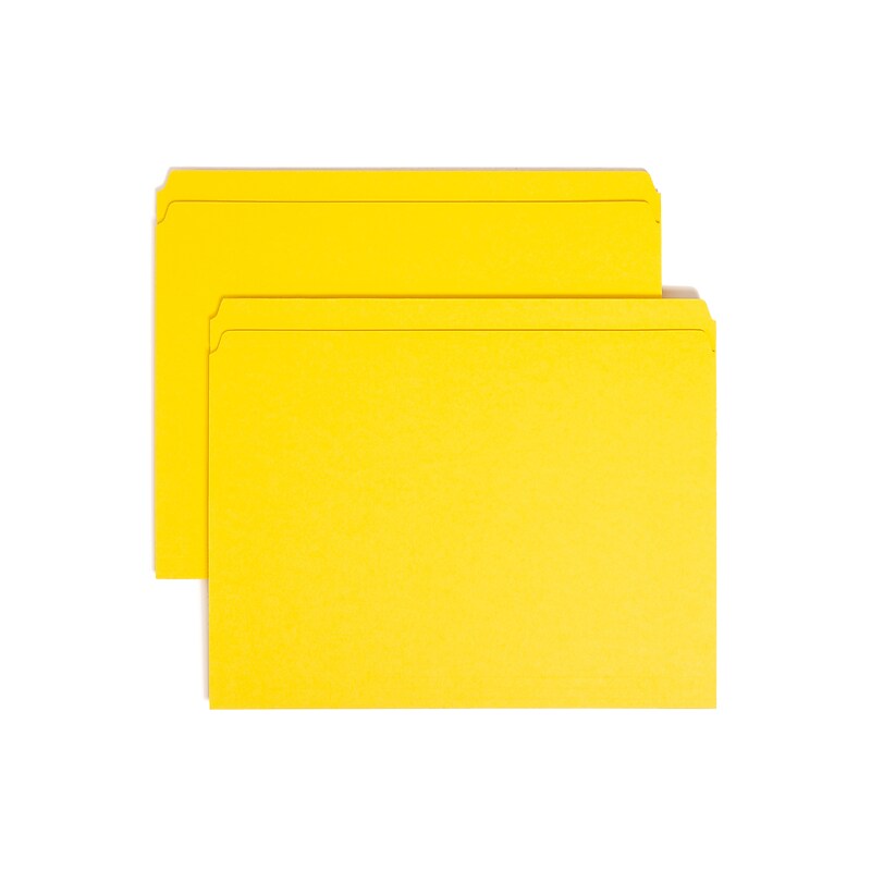 Smead File Folder, Reinforced Straight-Cut Tab, Letter Size, Yellow, 100 per Box (12910) image 1