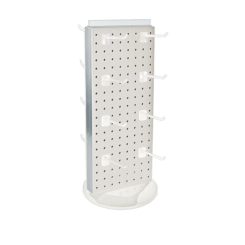 Azar Displays 20”H x 8”W Pegboard Counter Display with 16 4" Hooks, White (700508-WHT-4W16) image 1