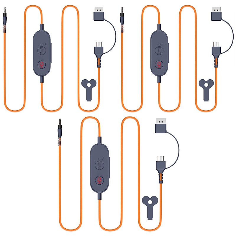 Delton Ascent S35 USB-A/USB-C Replacement Audio Cables, 3/Pack (DHAASUSBB3) image 1