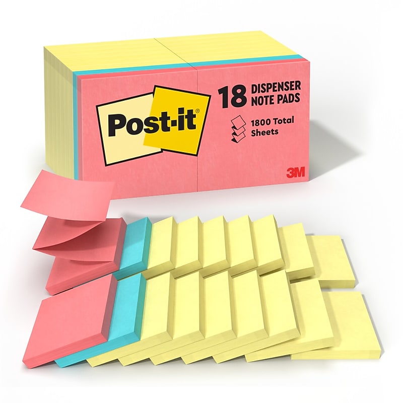 Post-it Pop-up Notes, 3" x 3", Poptimistic Collection, 100 Sheet/Pad, 18 Pads/Pack (R330144B) image 1