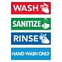 Cosco Wash, Rinse, Dry, Sanitize Signs, 2.75" x 9", Assorted Colors, 4/Pack (098560)~#|#~DB565B85-F498-475D-8219D795C68194DE_sc7