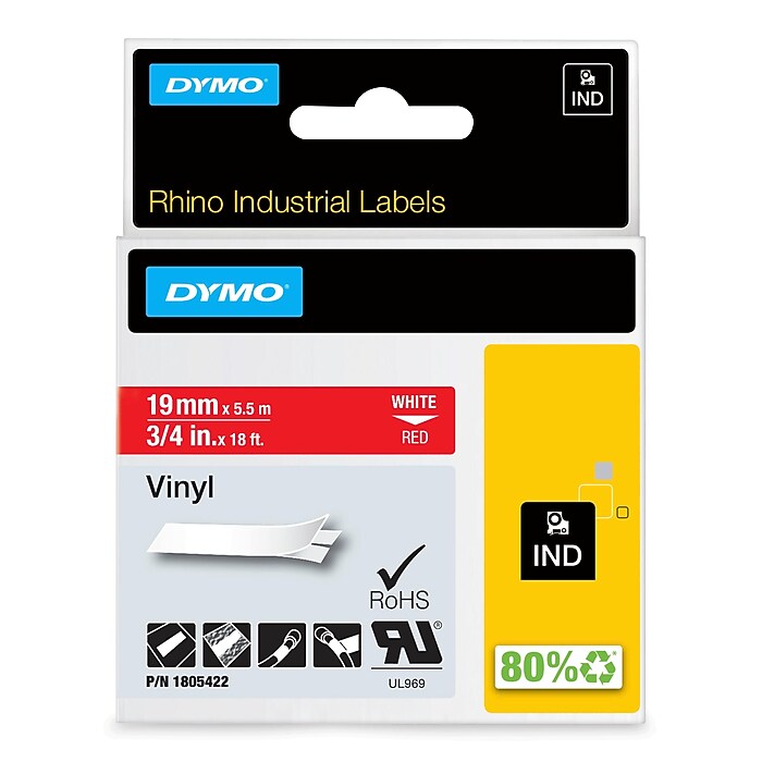 DYMO Rhino Industrial 1805422 Vinyl Label Maker Tape, 3/4