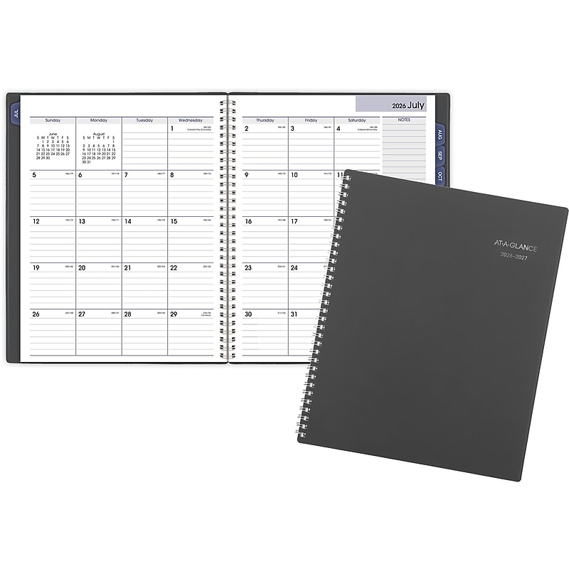2026-2027 AT-A-GLANCE DayMinder 8.5" x 11" Academic Monthly Planner, Plastic Cover, Charcoal (AYC470-45-27) image 1