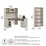 Bush Furniture Cabot 60" L-Shaped Desk with Hutch and 5-Shelf Bookcase, Linen White Oak (CAB011LW)~#|#~DB66B768-A950-4379-BED9F025B9866992_sc7