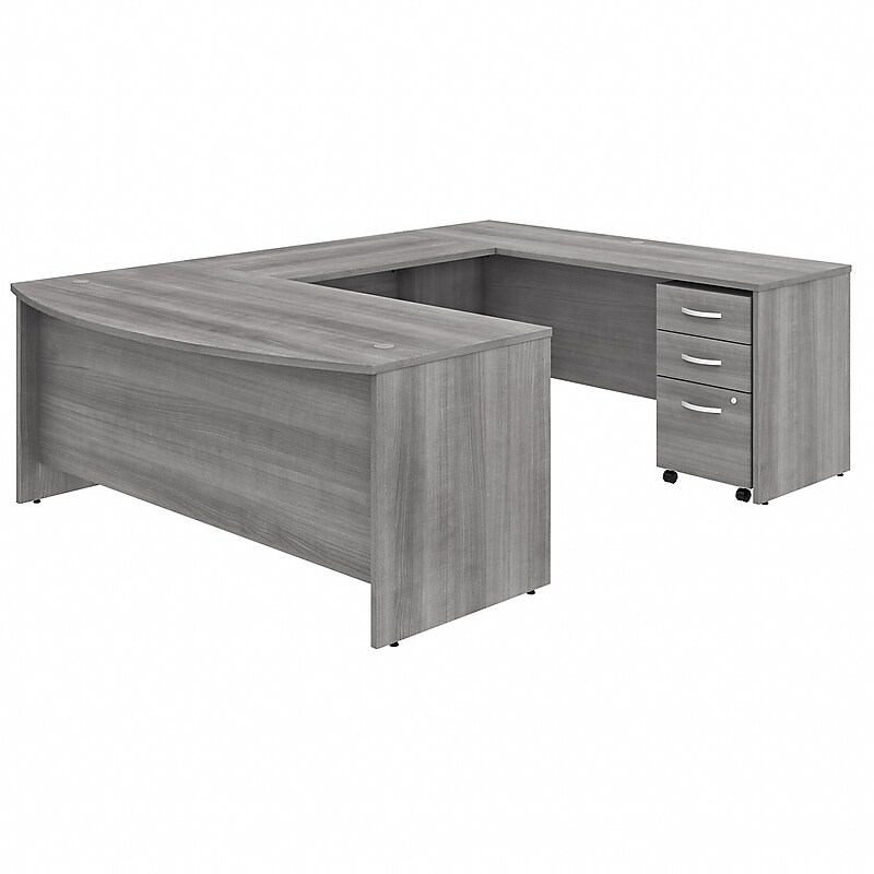 Bush Business Furniture Studio C 72"W U Shaped Desk with Mobile File Cabinet, Platinum Gray (STC004PGSU) image 1