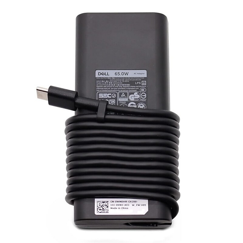 Dell 65W USB-C Laptop Adapter & Charger for Dell Latitude 5420 Laptop, Black (0VH2W4) image 1