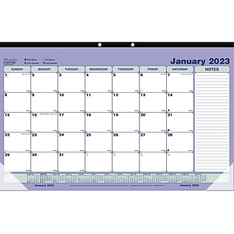 2023 Rediform 17.75" x 10.88" Monthly Desk Pad Calendar, Purple/Gray (C181700)