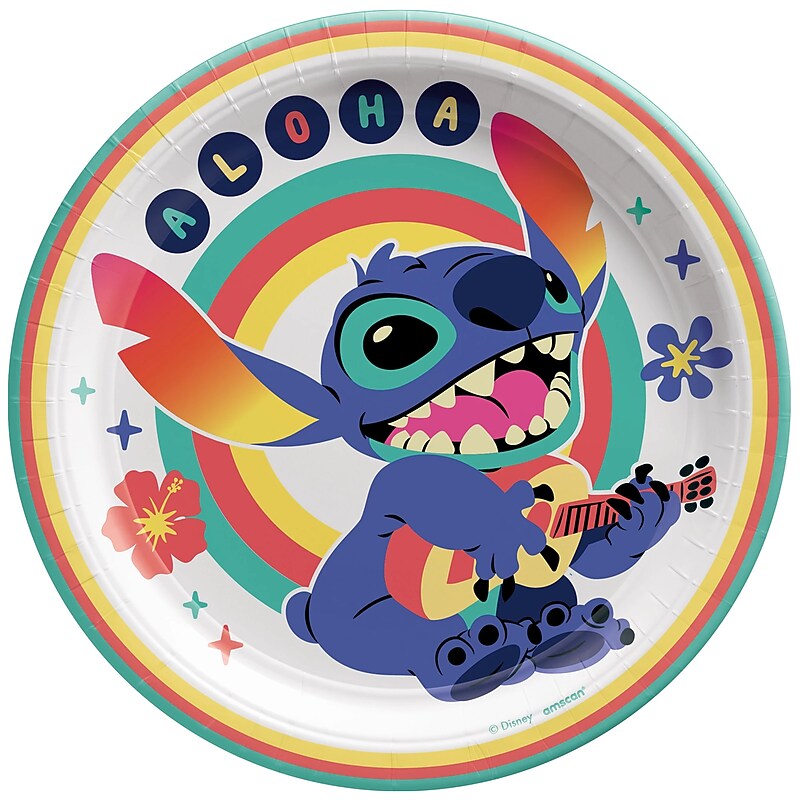 Party City Stitch 7" Paper Plates, Multicolored, 8 Plates/Pack (AM542942) image 1