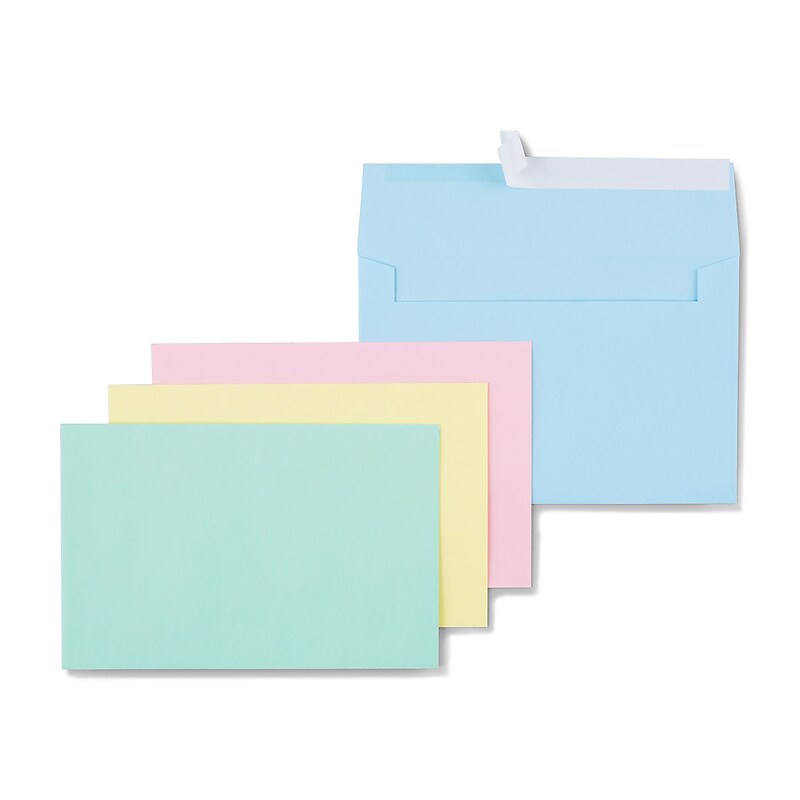Staples EasyClose Invitation Envelopes, 5.75" x 8.75", Assorted Colors, 100/Box (394065/19192) image 1
