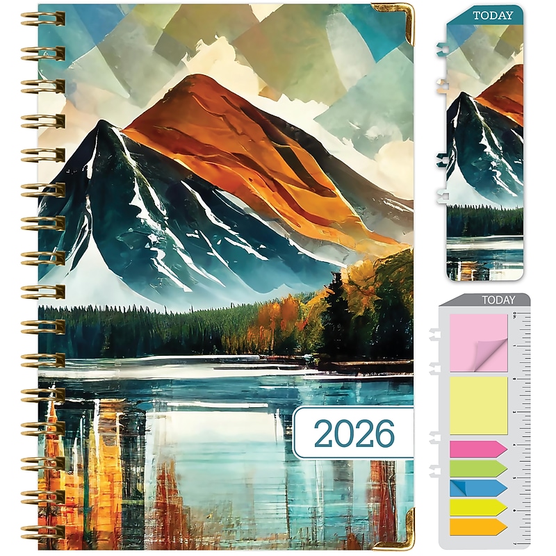 2026 Global Printed Products 5.5" x 8" Weekly & Monthly Planner, Paperboard Cover, Lake View (FSHN-CY26-58-82) image 1