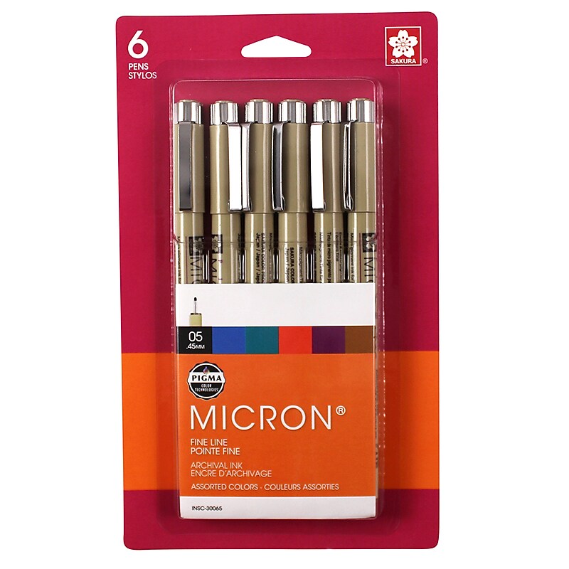 Pigma Micron Classic Drawing Pens, Assorted Color Inks, 6/Pack (30065) image 1
