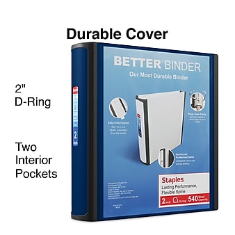 Staples 2" 3-Ring Better Binder, Navy Blue (13398-CC)