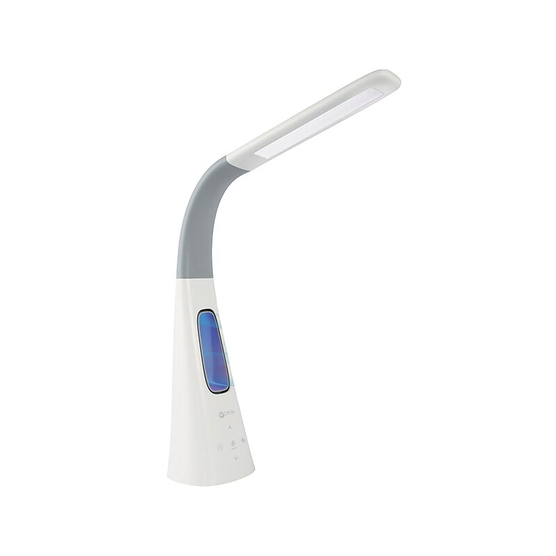 OttLite Cool Breeze LED Fan Desk Lamp, 26.5", White/Gray (F26WG9-SHPR) image 1