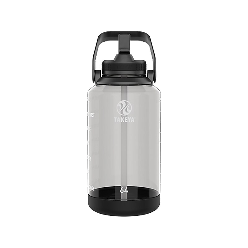 Takeya Tritan Motivational Plastic Water Bottle, 64 oz., Stormy Black (54145) image 1