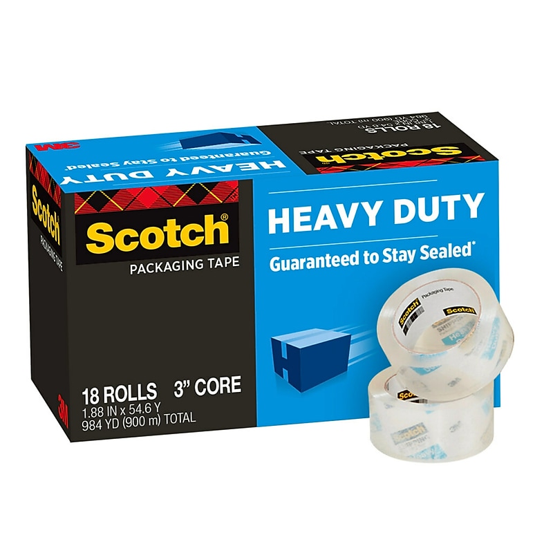 Scotch Heavy Duty Packing Tape, 1.88" x 54.6 yds., Clear, 18/Pack (385018CP) image 1