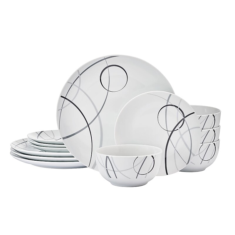 Studio Nova Porcelain Dinnerware Set, Circles, 12 Piece image 1