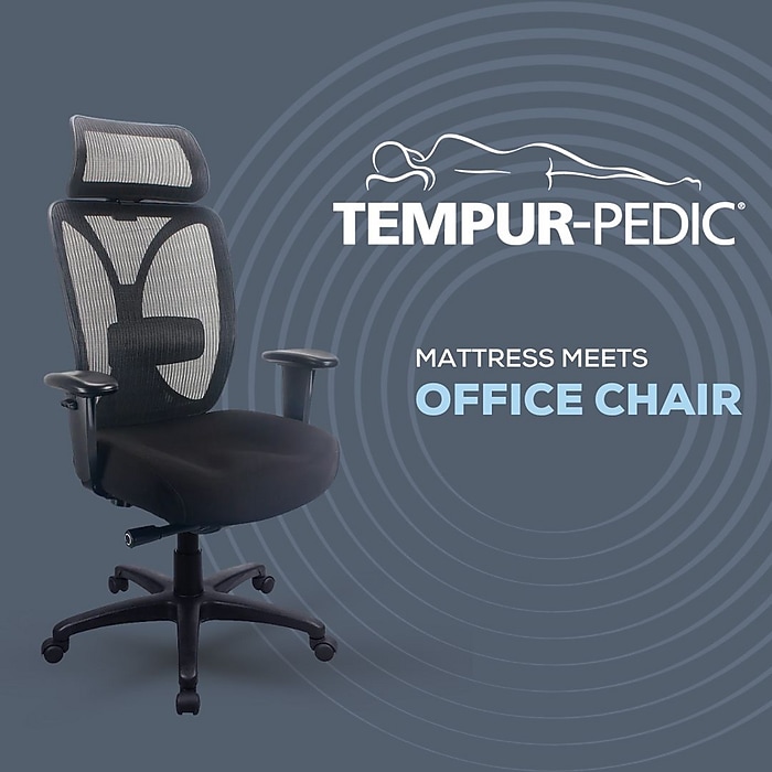 Tempur-Pedic Mesh Back Fabric Computer and Desk Chair, Black