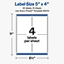 Avery Rectangle Laser/Inkjet Multipurpose Labels, Clear, 4 Labels/Sheet, 10 Sheets/Pack (19479311179)~#|#~DBCF4B1C-DCDA-4549-97EAEE3B6129E0B1_sc7