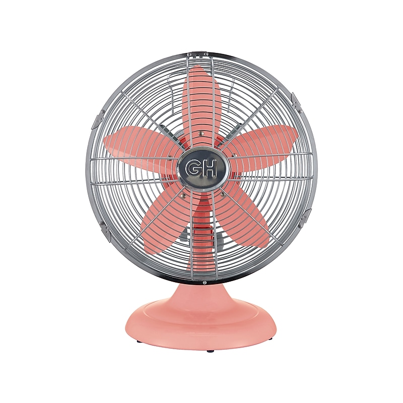 Good Housekeeping Oscillating Desk Fan, 3-Speed, Silver/Salmon (92610) image 1