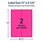 Avery Rectangle Laser/Inkjet Multipurpose Labels, 11" x 4.25", Neon Magenta (80/Box)~#|#~DBE9E715-F4CB-4B5E-BBEE5AF3FDE13A9F_sc7