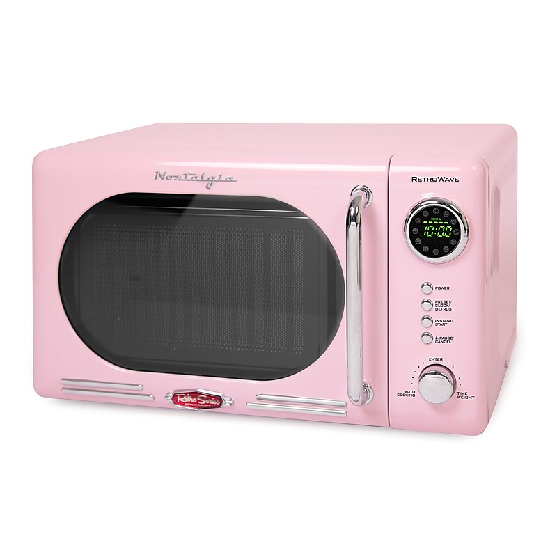 Nostalgia Retro 0.7 Cubic Foot Countertop Microwave, Pink (NRMO7PK6A) image 1