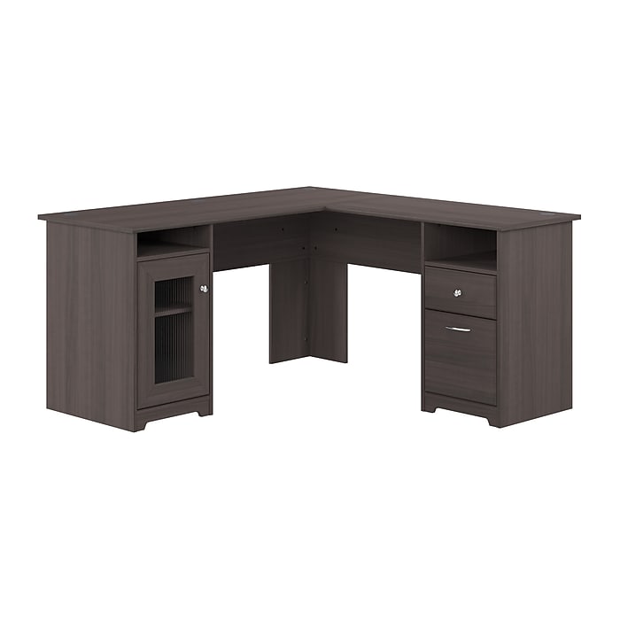 Bush Home Cabot 60W L Shaped Computer Desk with Storage, Heather