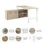Bush Business Furniture Hustle 60"W Computer Desk and Low Storage Cabinet with Doors and Shelves, Natural Elm (HUS011NE)~#|#~DBF7A060-5278-4320-A068B2D7408E9A42_sc7