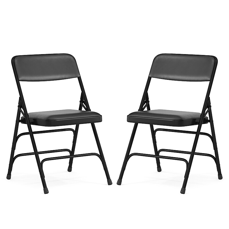 Flash Furniture HERCULES Series Vinyl Folding Chair, Black, 2/Pack (2HAMC309AVBK) image 1