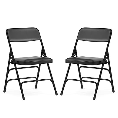 Flash Furniture HERCULES Series Vinyl/Metal Folding Chair, Black, 2/Pack (2HAMC309AVBK) Simolary simolary.com