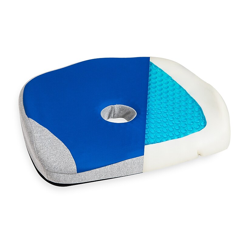 Mind Reader Memory Foam with Gel Core Office Chair Ergonomic Orthopedic Cushion, Blue/Gray (GELCUSH-BLU) image 1