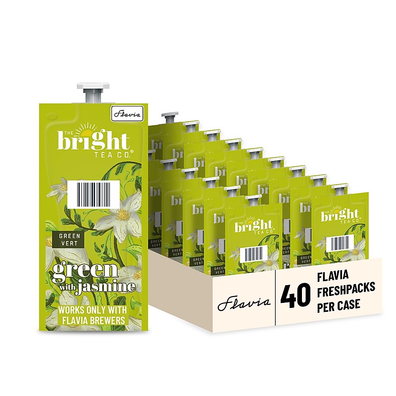 Bright Tea Green Tea with Jasmine, Flavia Freshpacks, 40/Carton (48723) image 1