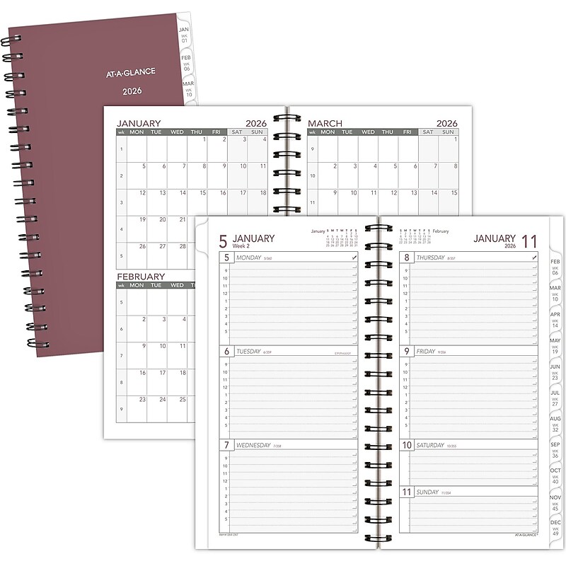 2026 AT-A-GLANCE 3.25" x 6.5" Monthly Refill Pages, White/Gray (064-287-26) image 1