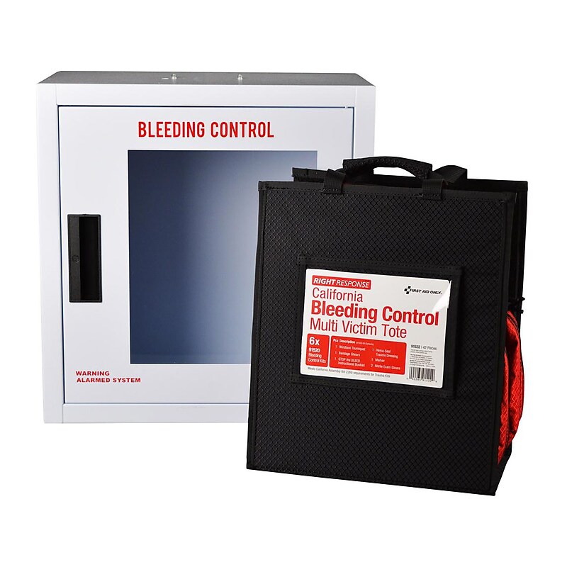 First Aid Only Right Response Bleeding Control Cabinet with Multiple Victim Tote, California AB2260, with Alarm (91522) image 1