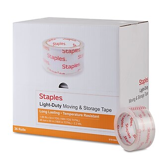 Staples® Lightweight Moving & Storage Packing Tape, 1.88" x 54.6 yds., Clear, 36/Box (ST61004/52203)