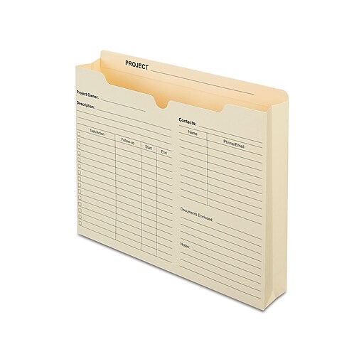 Staples Reinforced File Jacket, 2" Expansion, Letter Size, Manila, 50