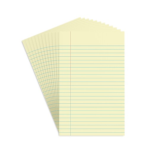 Staples® Notepads, 5" x 8", Narrow Ruled, Canary, 50 Sheets/Pad, 12