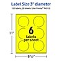 Avery Laser/Inkjet Round Multipurpose Labels, 3" Dia., Neon Yellow, 120/Pack (94513)~#|#~DC40891C-2939-461C-8297C3E4B3C4F5D2_sc7