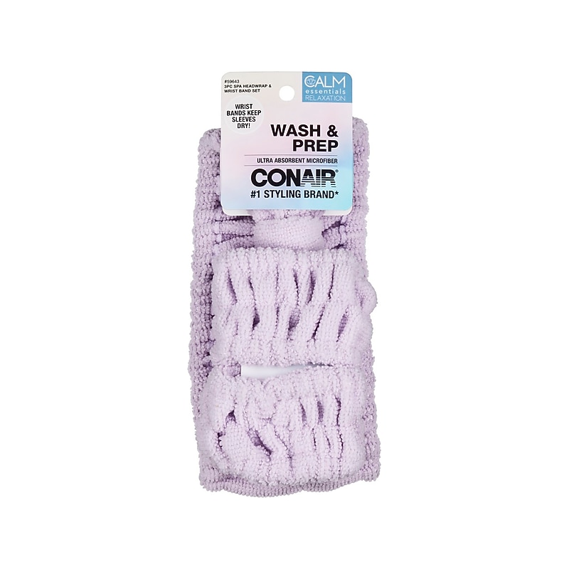 Conair Wash & Prep SPA Headwrap/Wristband Set, Purple (59643) image 1