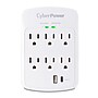 CyberPower P6WUC15 Home Office 6-Outlet Wall Tap Surge Protector, 1-USB-C & 1 USB-A Port, 3 ft. Cord, 1800J Surge Suppression~#|#~DC4AD374-B487-4CEC-9A27C38510898986_sc7