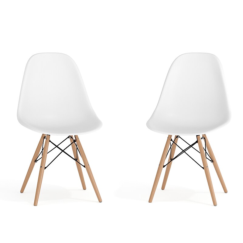 Flash Furniture Plastic/Poly Accent Chair, White, 2/Pack (2FH130DPPWH) image 1