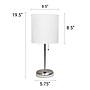 Creekwood Home Oslo Duo 19.5" LED Table Lamp with USB Port, Brushed Steel/White Shade, 2/Set (CWT-2012-WH-2PK)~#|#~DC500634-56F1-4E96-97DBA2CD8219F2BA_sc7