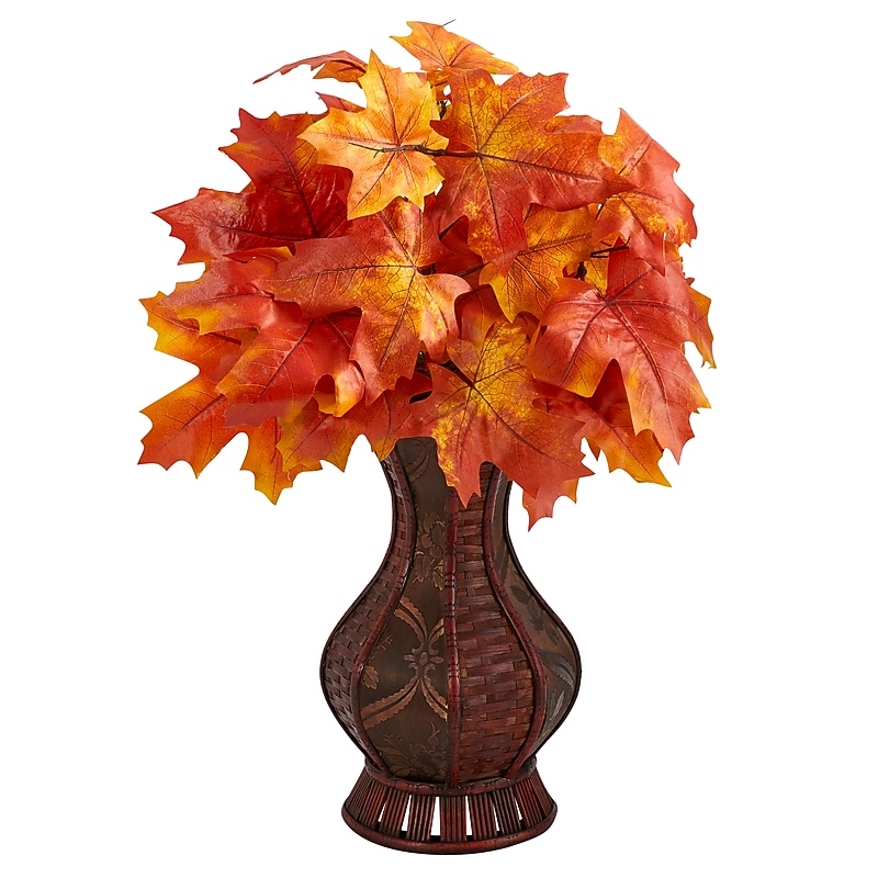 Nearly Natural 24" Autumn Maple Leaf Artificial Plant in Decorative Planter (P1547-OG) image 1