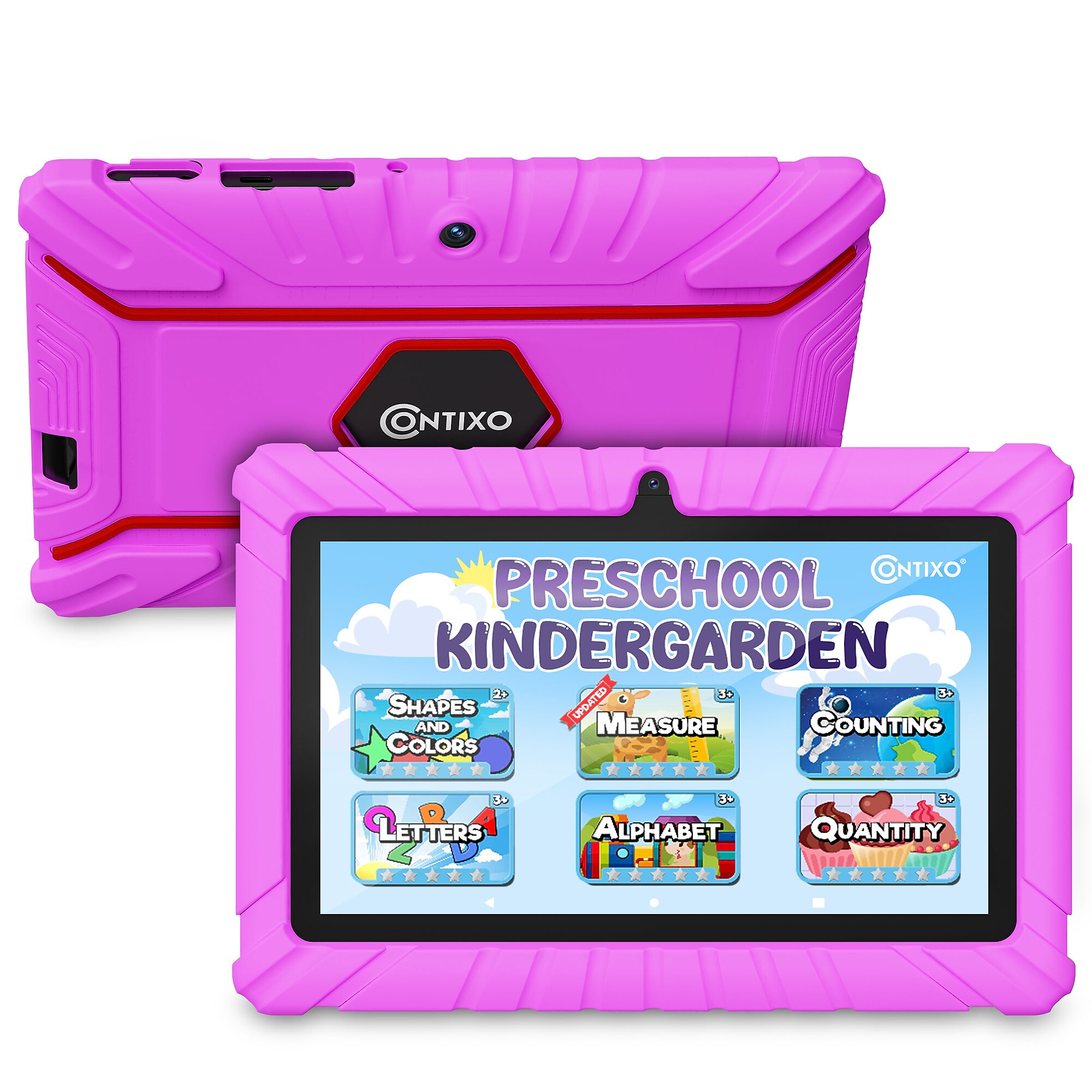 V8 7” Tablet, Quadcore, Wi-Fi, 32GB, Android 13 Bundled with Educational Apps & Durable Kid-Proof Case, Pink (V8-2 PINKDIS) Sansujyuku sansujyuku.com