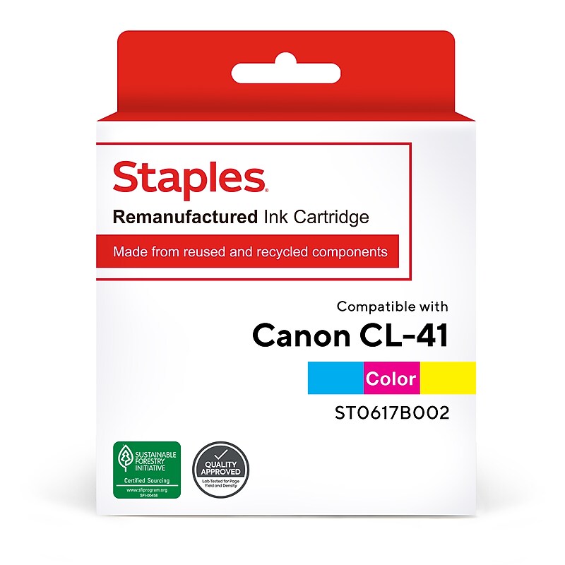 Staples Remanufactured Color Standard Yield Ink Cartridge Replacement for Canon CL-41 (TR0617B002/ST0617B002) image 1