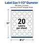 Avery Round Laser Multipurpose Labels, 1.5" Dia., White, 500/Pack (19479399425)~#|#~DC6DCFC8-ECA1-4711-A5374F92EF33418E_sc7