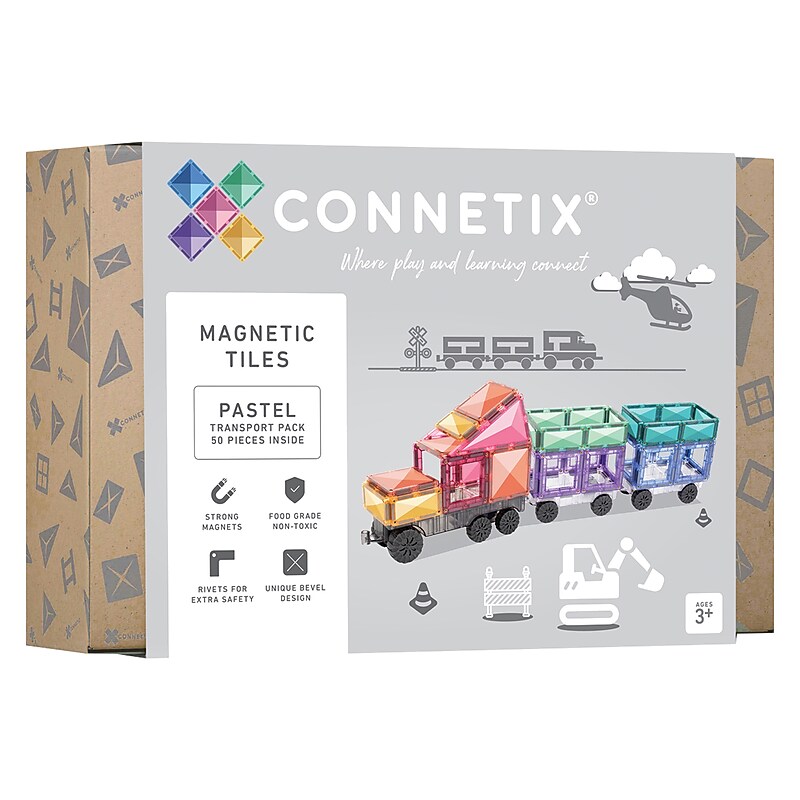 Connetix Magnetic Tiles Pastel Transport Pack, 50 Pieces (CNTP00050TR) image 1