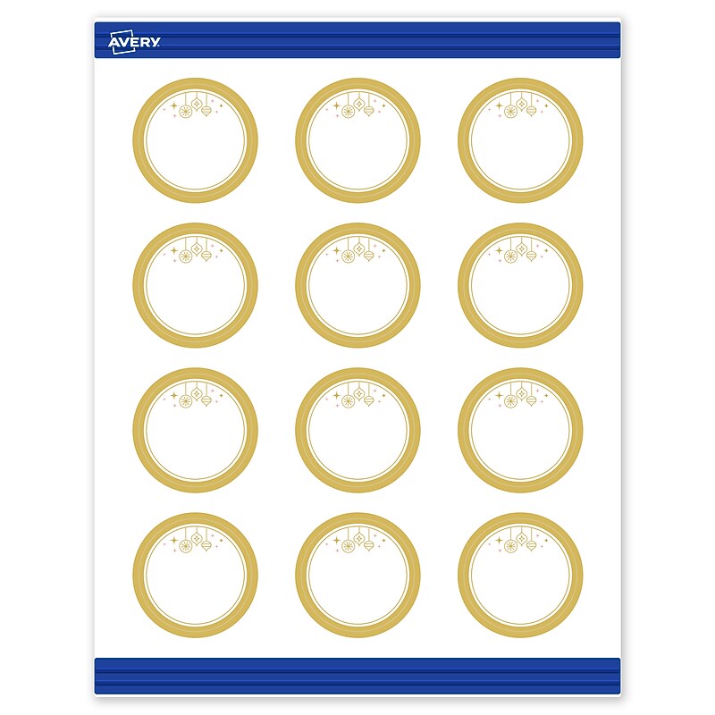 Avery Gold-Metallic Ornaments Matte Blank Card, White, 120/Pack (S00-FH7) image 1