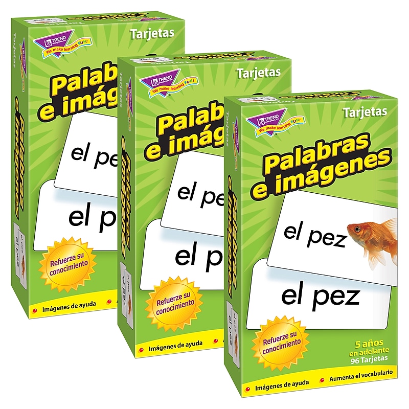 Trend Enterprises Palabras e imágenes (SP) Skill Drill Flash Cards, 96 Cards/Pack, 3 Packs/Bundle (T-53006-3) image 1