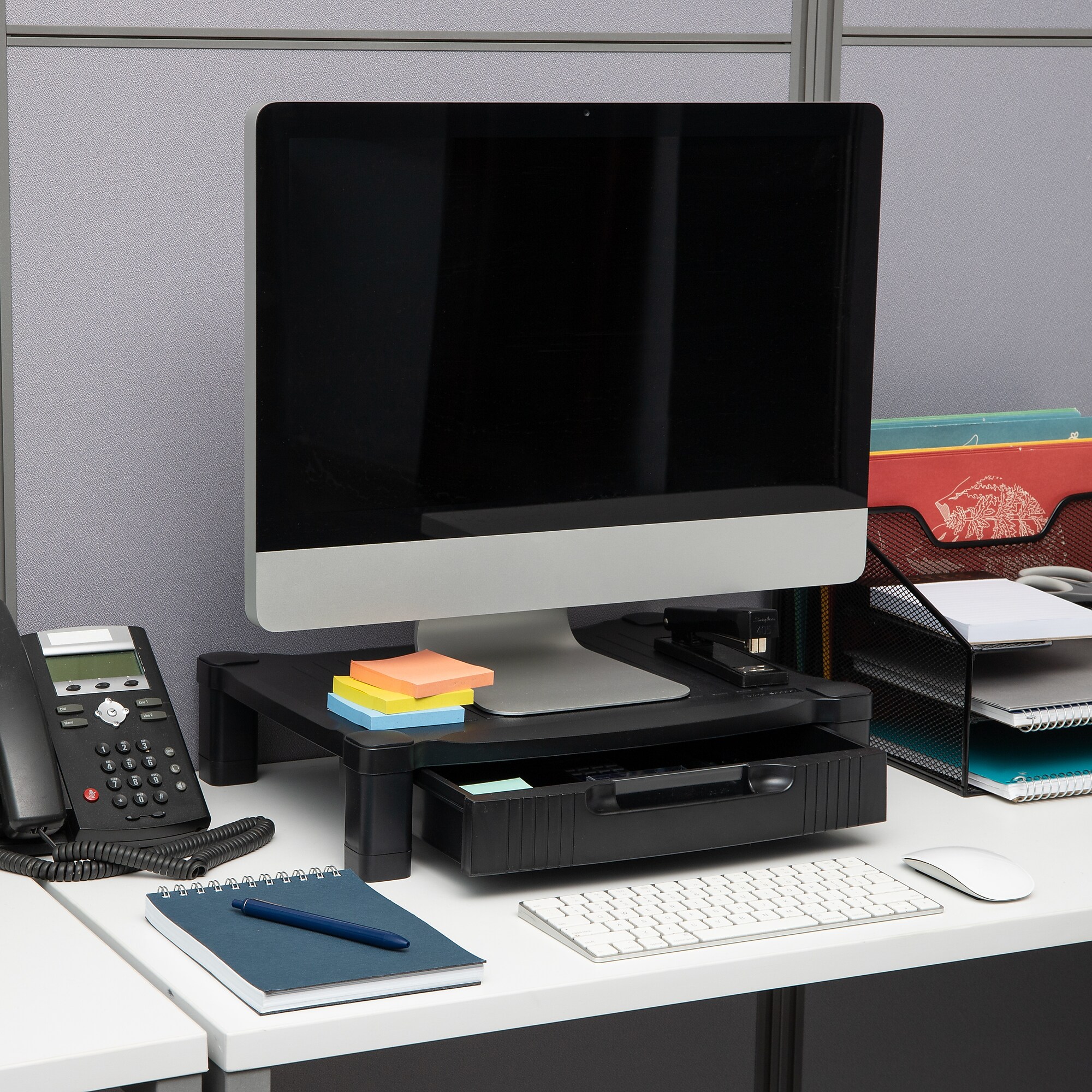 Mind Reader Monitor Stand Riser with Storage Drawer, Black (DRPLMONST-BLK) Sansujyuku sansujyuku.com